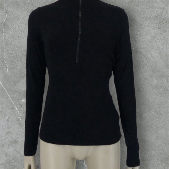 Naked Wardrobe Compression Long Sleeve Half Zip Neck Top Sz Small Womens Black - Picture 9 of 14